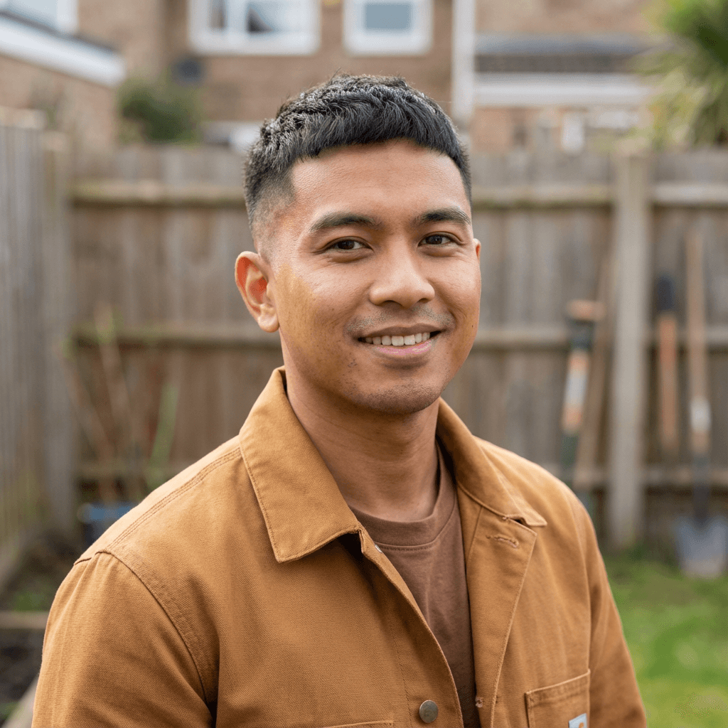 Marcus Chen smiling in his living room